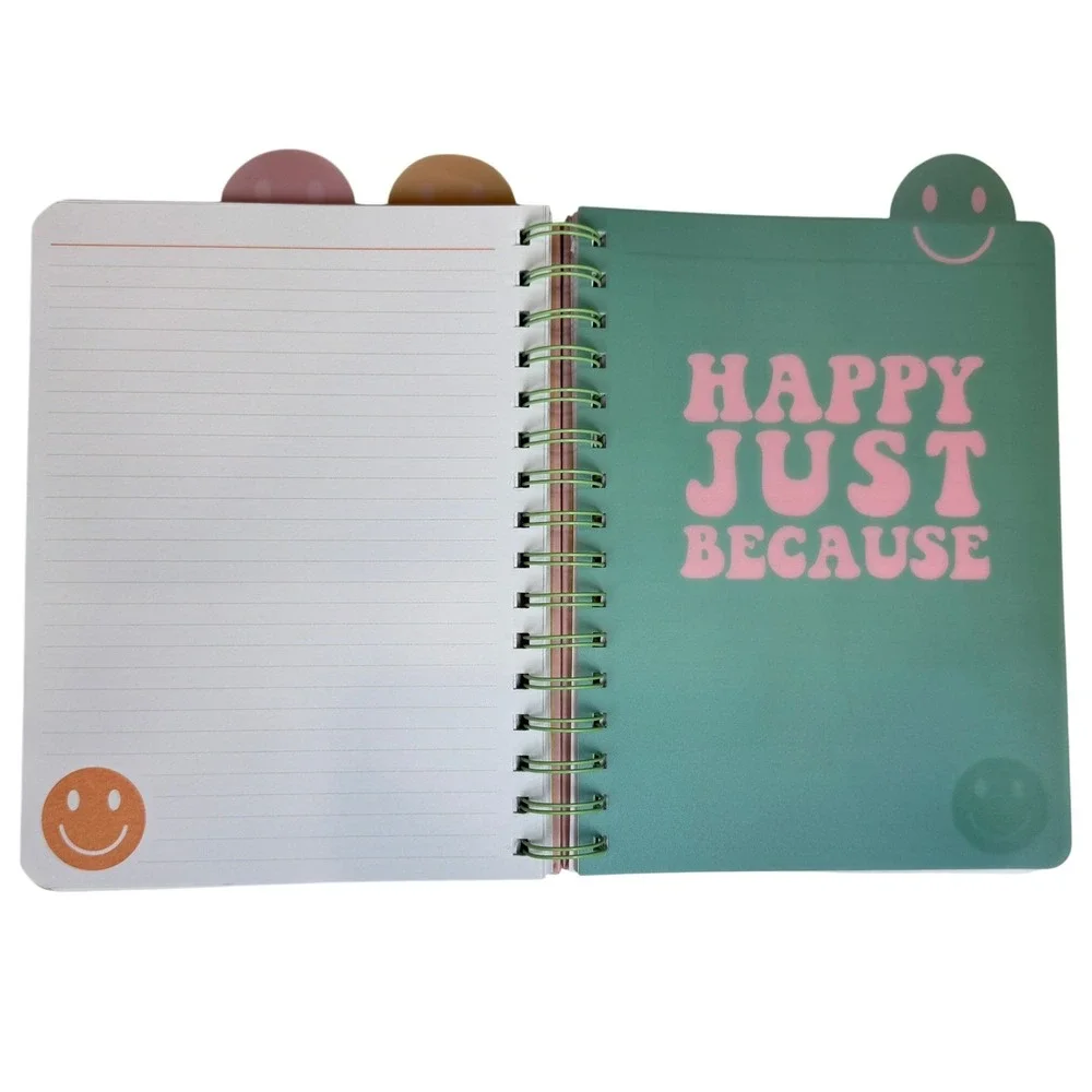 UStyle‎ Pink Have a Nice Day Spiral Journal Tabbed Smiley Face Notebook Inspire